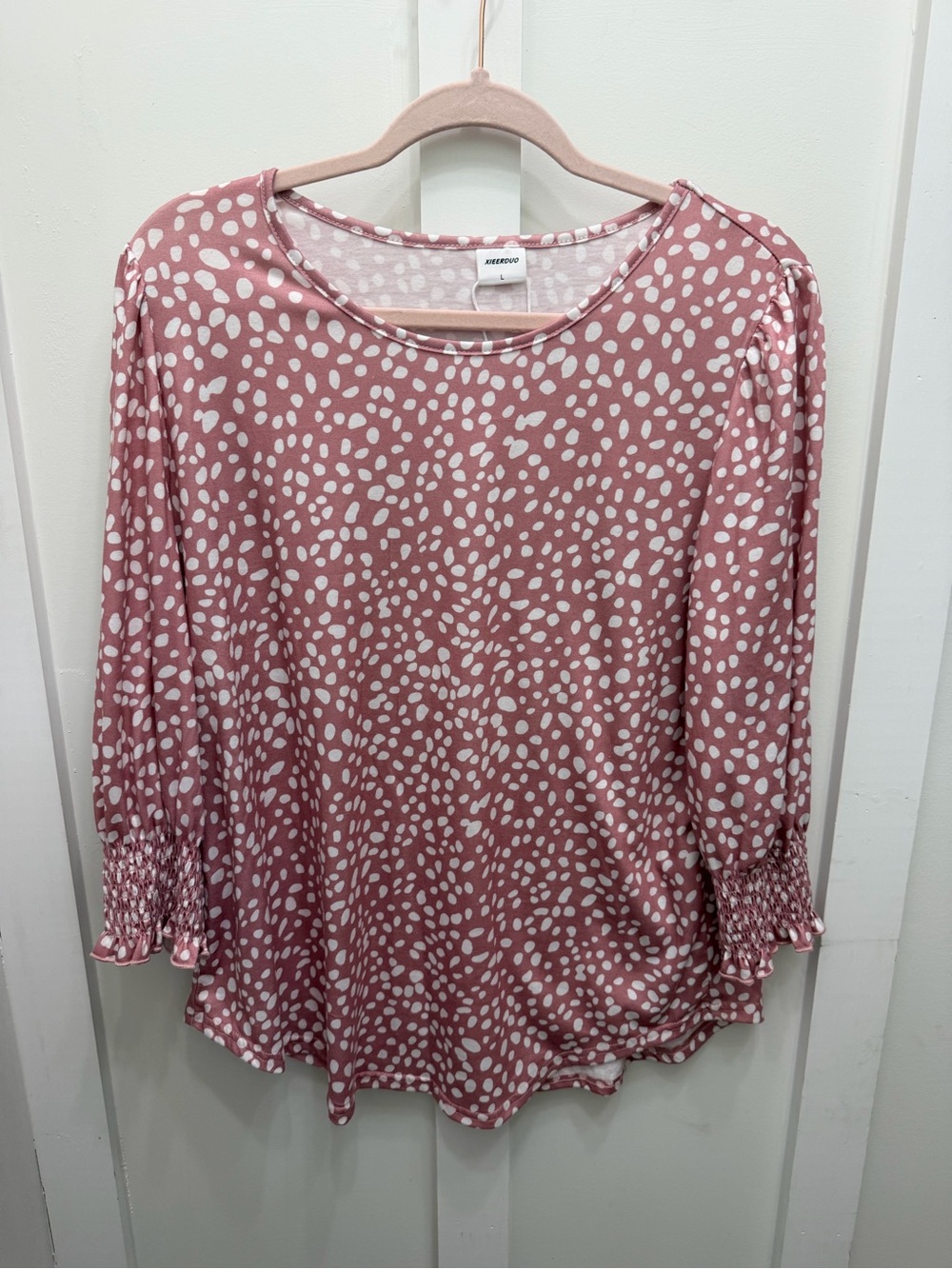 Amazon Rose Pink & White Polka Dot Long Sleeve Top
